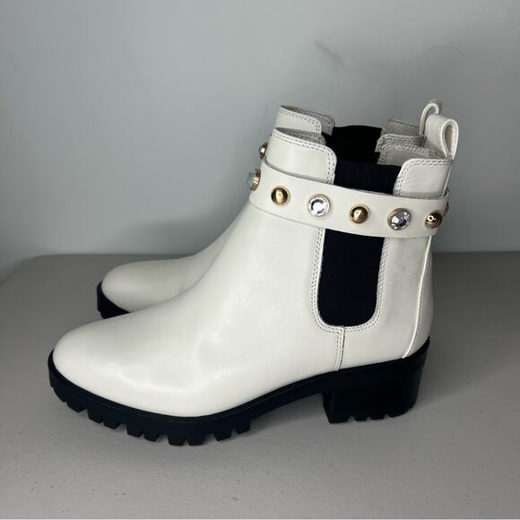 Karl Lagerfeld Pola Faux Pearl Studded Chelsea Boots 8.5 - Picture 4 of 9